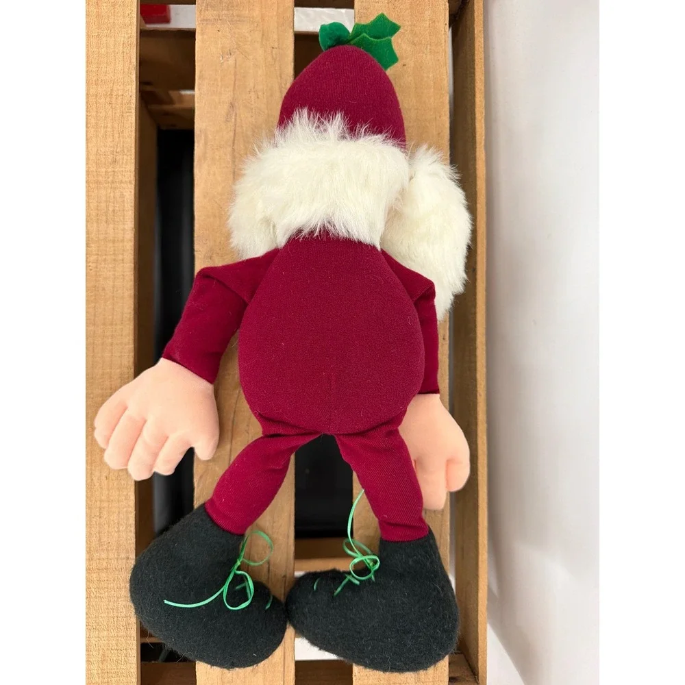 Vintage 1984 Hallmark Somebuddies Santa Elf Plush Burgundy Christmas Decor 17